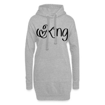 King avec coeur - Sweat-shirt à capuche long Femme - gris chiné - Devant