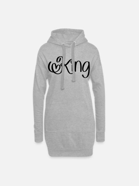 King mit Herz - Hoodie-Kleid - Grau meliert
