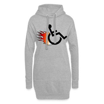 Fauteuil roulant enflammé. Fauteuil roulant avec flammes # - Sweat-shirt à capuche long Femme - gris chiné - Devant