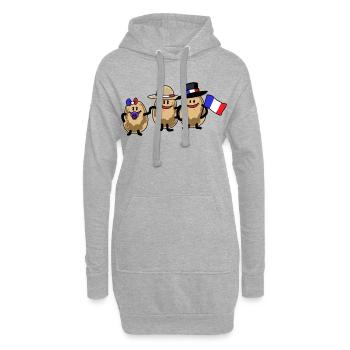 France Français Pommes de terre Légumes Tubercules Cuisinier - Sweat-shirt à capuche long Femme - gris chiné - Devant