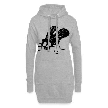 Totes Fliegenkopf (schwarz) - Hoodie-Kleid - Grau meliert - Vorne