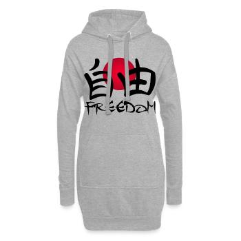 Das Wort Freiheit auf Japanisch (schwarz) - Hoodie-Kleid - Grau meliert - Vorne