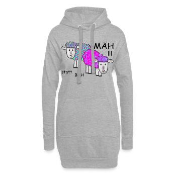 Vintage Schafe - MÄH statt BÄH - Hoodie-Kleid - Grau meliert - Vorne