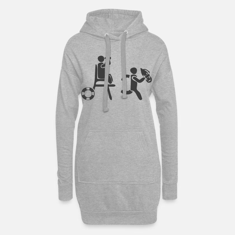 Rettungsschwimmer - Hoodie-Kleid - Grau meliert