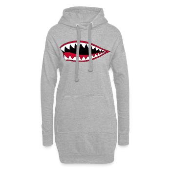 Bouche de carnivore - Sweat-shirt à capuche long Femme - gris chiné - Devant