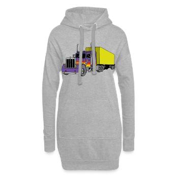 Amerikanischer Lkw - Hoodie-Kleid - Grau meliert - Vorne
