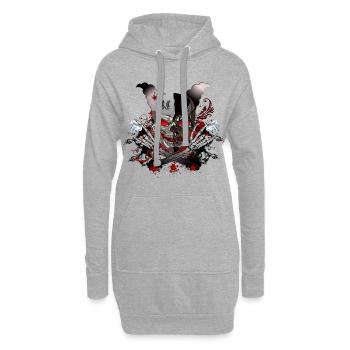Diamonds Skull - Hoodie Dress - heather grey - Front