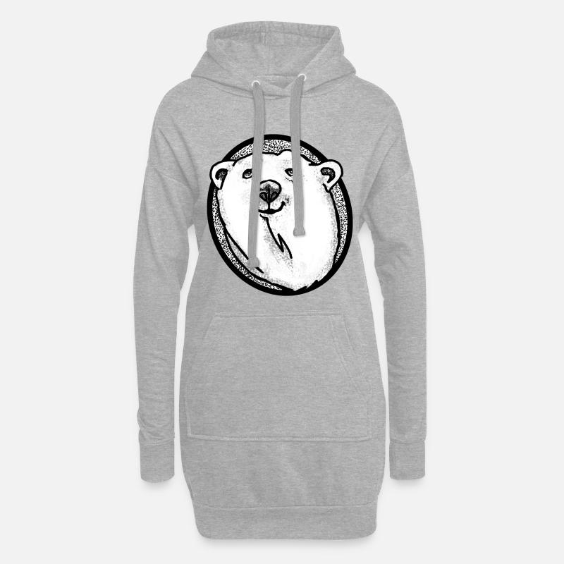 Schmunzelnder Eisbär - Hoodie-Kleid - Grau meliert