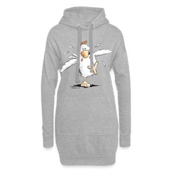 Cooles Rennendes Huhn - Hoodie-Kleid - Grau meliert - Vorne