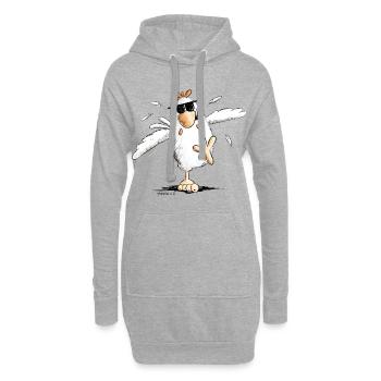 Cooles Rennendes Huhn Mit Sonnenbrille - Hoodie-Kleid - Grau meliert - Vorne