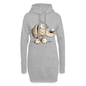 Joyeux teckel I Teckel I Chien - Sweat-shirt à capuche long Femme - gris chiné - Devant
