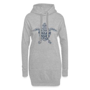 Freedive - Tortue des nuages de mots - Sweat-shirt à capuche long Femme - gris chiné - Devant