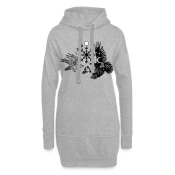 Hugin und Munin mit Vegvisir Valknut - Hoodie-Kleid - Grau meliert - Vorne