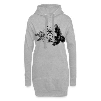 Hugin und Munin mit Vegvisir Valknut - Hoodie-Kleid - Grau meliert - Vorne