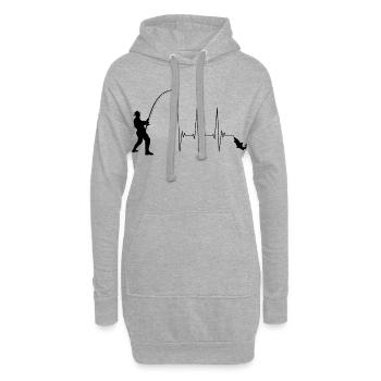 Pêcheur, pêche, pêcheur, canne à pêche, ECG - Sweat-shirt à capuche long Femme - gris chiné - Devant