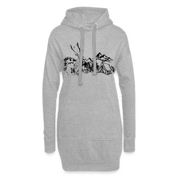 Cerfs, Montagnes, Nature, Camping - Sweat-shirt à capuche long Femme - gris chiné - Devant
