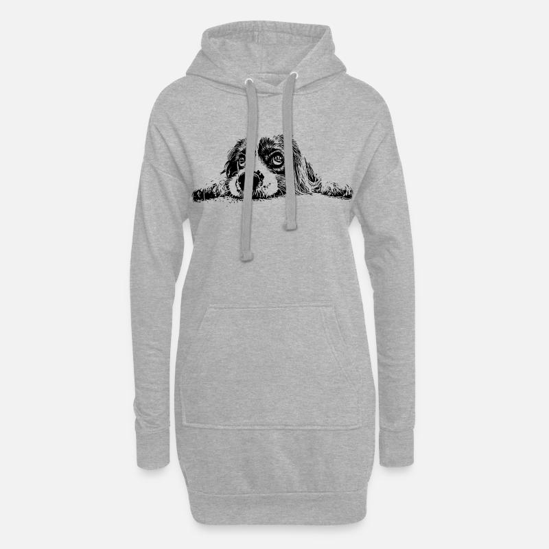 Cocker Spaniel - Hoodie-Kleid - Grau meliert