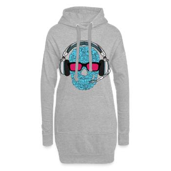Musik Skull - Hoodie-Kleid - Grau meliert - Vorne