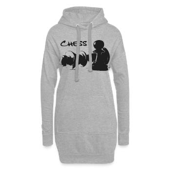 Pion d’échecs et roi - Sweat-shirt à capuche long Femme - gris chiné - Devant