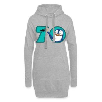 70 Jahre Geburtstag Jubiläum Pinguin - Hoodie-Kleid - Grau meliert - Vorne