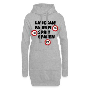 Langsam fahren - Sprit sparen - Tempolimit - Hoodie-Kleid - Grau meliert - Vorne