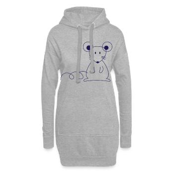Niedliche Maus Linienkunst Blau - Hoodie-Kleid - Grau meliert - Vorne