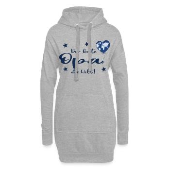 Der beste Opa der Welt mit Herz und Weltkarte - Hoodie-Kleid - Grau meliert - Vorne