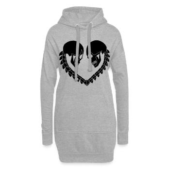Heart of black skulls - Hoodie Dress - heather grey - Front