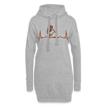 Fréquence cardiaque du squelette - Sweat-shirt à capuche long Femme - gris chiné - Devant