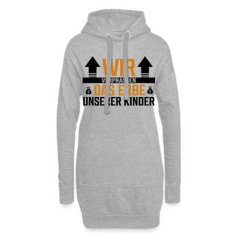 Wir verprassen das Erbe unserer Kinder - Sticker - Hoodie-Kleid - Grau meliert - Vorne