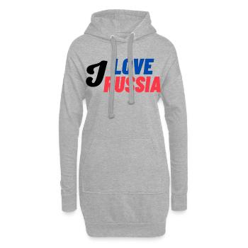 I Love Russia Farbblock - Hoodie-Kleid - Grau meliert - Vorne