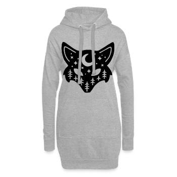 Schwarzfuchs-Totem der Natur - Hoodie-Kleid - Grau meliert - Vorne