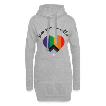 Regenbogen Herz Küss Wen Du Willst Pride - Hoodie-Kleid - Grau meliert - Vorne