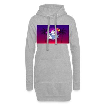 Licorne chevauchant un requin de style années 80 - Sweat-shirt à capuche long Femme - gris chiné - Devant