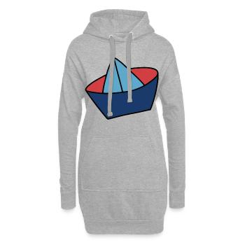 Matrosenmütze in maritimen Farben - Hoodie-Kleid - Grau meliert - Vorne