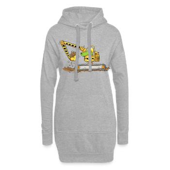 Bagger Mit Krokodil Baustelle Baggerfahrer Jungen - Hoodie-Kleid - Grau meliert - Vorne