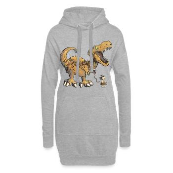 Urzeit Mensch Geht Mit Dino Gassi I Dinosaurier - Hoodie-Kleid - Grau meliert - Vorne