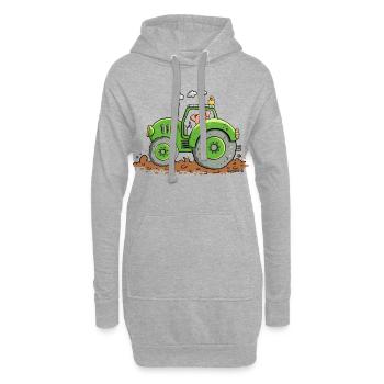 Pig conduit Tracteur I Animaux de ferme Bulldog - Sweat-shirt à capuche long Femme - gris chiné - Devant