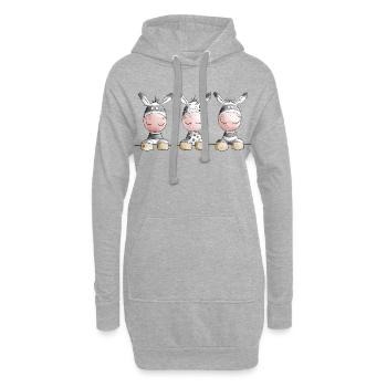 Zebra Team I Afrika Wildtier Design - Hoodie-Kleid - Grau meliert - Vorne