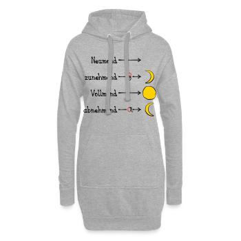 Mondphasen mit Eselsbrücke - dunkel - Hoodie-Kleid - Grau meliert - Vorne