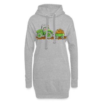 Tracteur à traction porcine avec ferme à remorques - Sweat-shirt à capuche long Femme - gris chiné - Devant