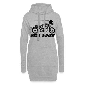 Motorrad schwarzes Skelett - Hoodie-Kleid - Grau meliert - Vorne