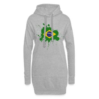 Conception de spot de drapeau du Brésil - Sweat-shirt à capuche long Femme - gris chiné - Devant