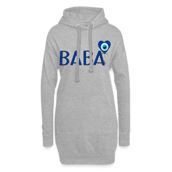 Baba mit Nazar Luftballon - Hoodie-Kleid - Grau meliert - Vorne