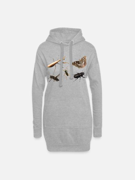 Insects - Hoodie Dress - heather grey