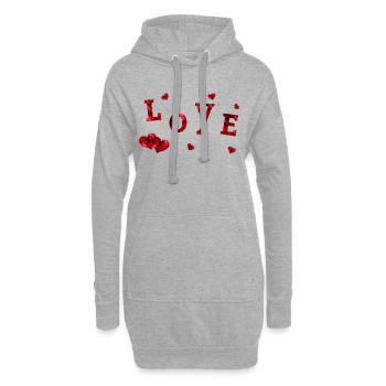 L’amour avec les grands et petits cœurs rouges # - Sweat-shirt à capuche long Femme - gris chiné - Devant