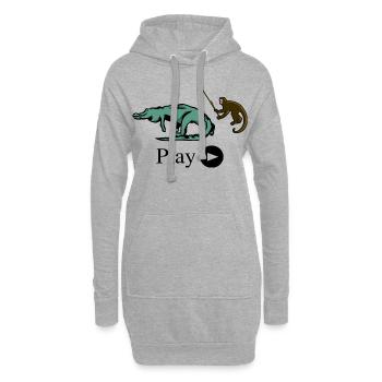Affe und Krokodil - Hoodie-Kleid - Grau meliert - Vorne