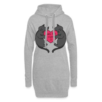 Amour de chat pour toujours - Sweat-shirt à capuche long Femme - gris chiné - Devant
