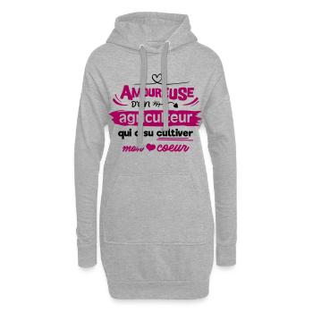 Amoureuse d'un agriculteur, humour cadeau - Sweat-shirt à capuche long Femme - gris chiné - Devant