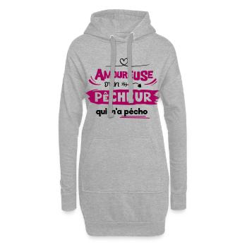 Amoureuse d'un pêcheur qui m'a pécho ! humour - Sweat-shirt à capuche long Femme - gris chiné - Devant